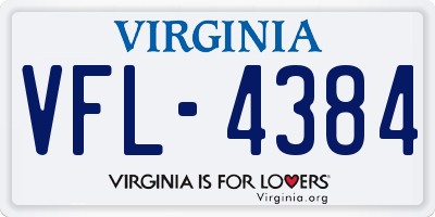VA license plate VFL4384