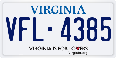 VA license plate VFL4385