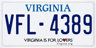 VA license plate VFL4389