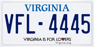 VA license plate VFL4445