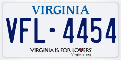 VA license plate VFL4454