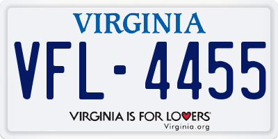VA license plate VFL4455