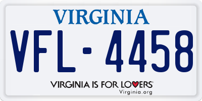 VA license plate VFL4458