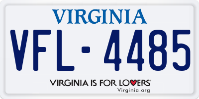 VA license plate VFL4485