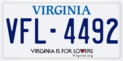 VA license plate VFL4492