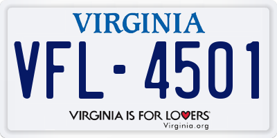 VA license plate VFL4501