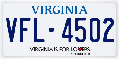 VA license plate VFL4502