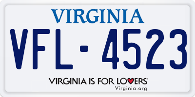 VA license plate VFL4523
