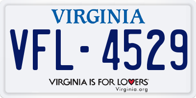 VA license plate VFL4529