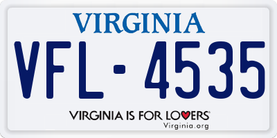 VA license plate VFL4535