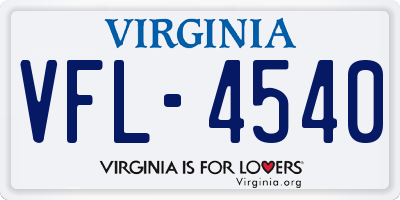 VA license plate VFL4540