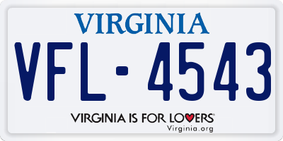 VA license plate VFL4543