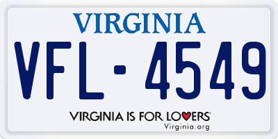 VA license plate VFL4549