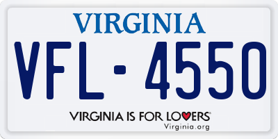 VA license plate VFL4550