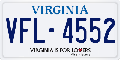 VA license plate VFL4552