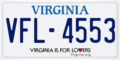 VA license plate VFL4553