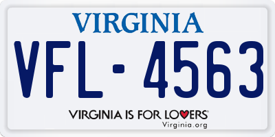 VA license plate VFL4563