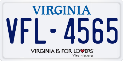 VA license plate VFL4565