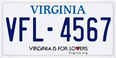 VA license plate VFL4567