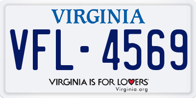 VA license plate VFL4569