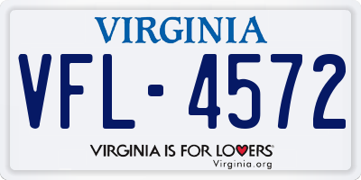 VA license plate VFL4572