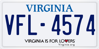 VA license plate VFL4574