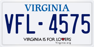 VA license plate VFL4575