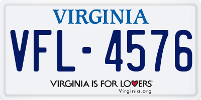 VA license plate VFL4576
