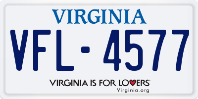 VA license plate VFL4577