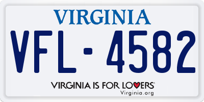VA license plate VFL4582