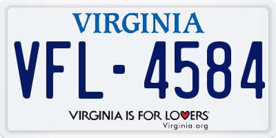 VA license plate VFL4584