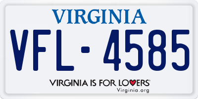 VA license plate VFL4585