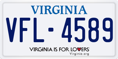 VA license plate VFL4589