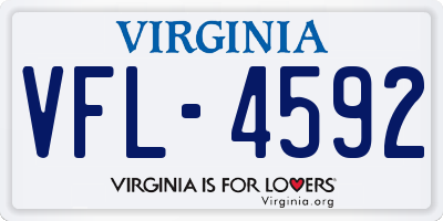 VA license plate VFL4592