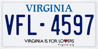 VA license plate VFL4597