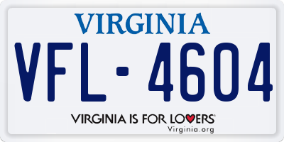 VA license plate VFL4604