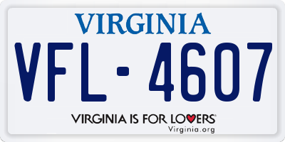 VA license plate VFL4607
