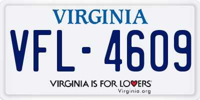 VA license plate VFL4609