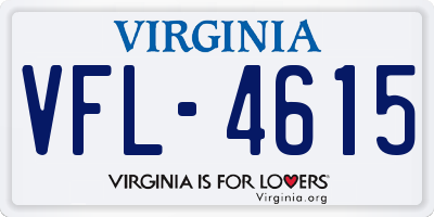 VA license plate VFL4615