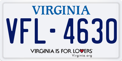VA license plate VFL4630