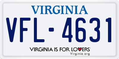 VA license plate VFL4631