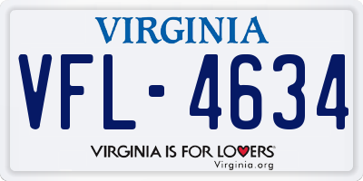 VA license plate VFL4634