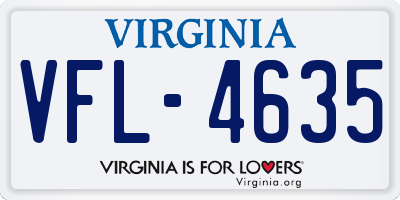 VA license plate VFL4635