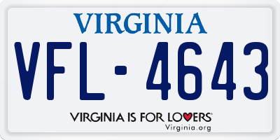 VA license plate VFL4643