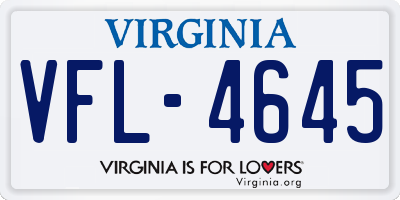 VA license plate VFL4645