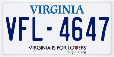 VA license plate VFL4647