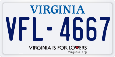 VA license plate VFL4667