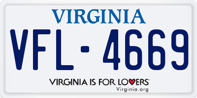 VA license plate VFL4669