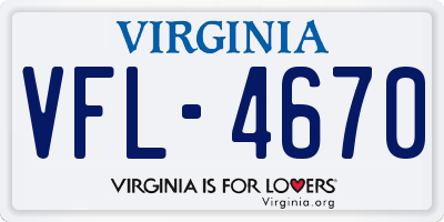 VA license plate VFL4670