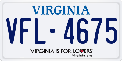 VA license plate VFL4675